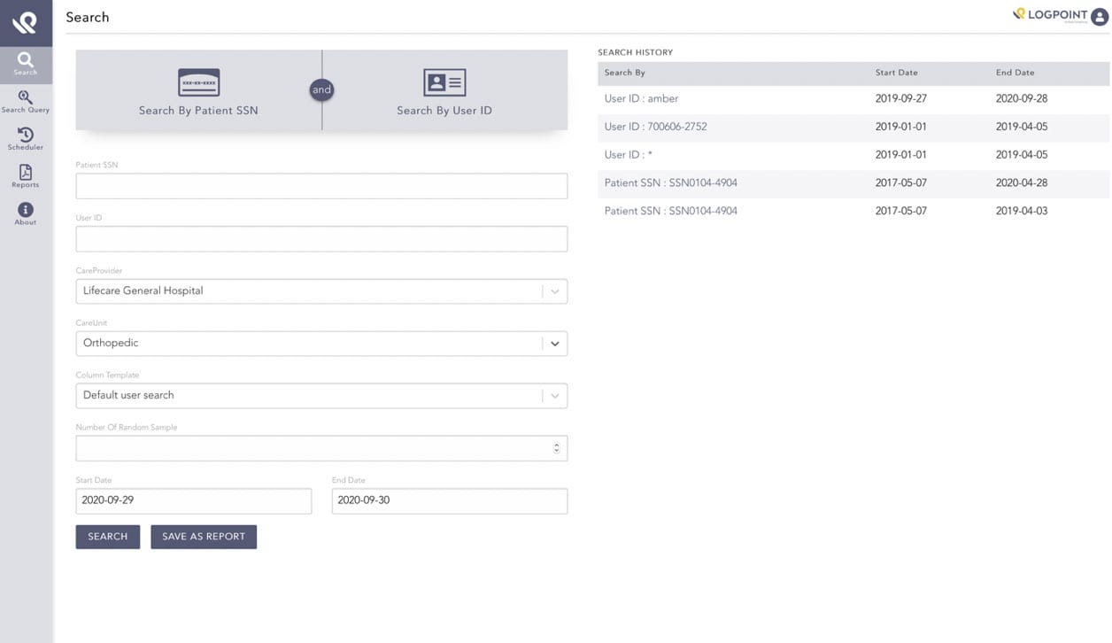 Applied Analytics search dashboard in SIEM