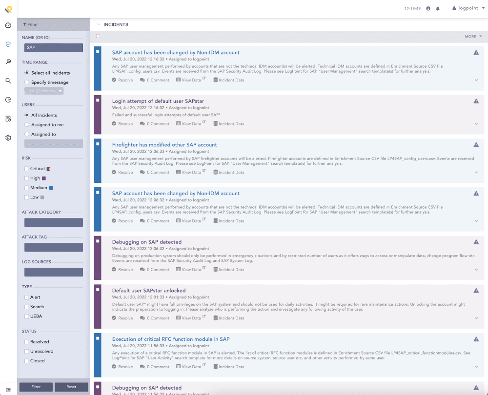 Extracting SAP data into SIEM gives a clear overview of incidents. 