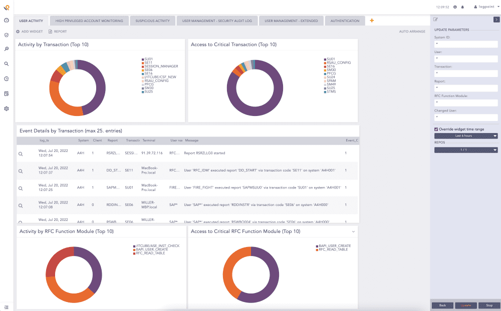 Logpoint BCS for SAP helps monitor business-critical data and act on security incidents.